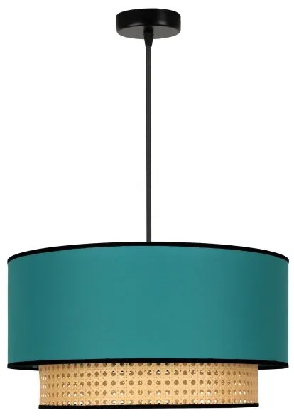 Duolla - Lampadario a sospensione con filo BOHO 1xE27/15W/230V diametro 45 cm turchese/rattan