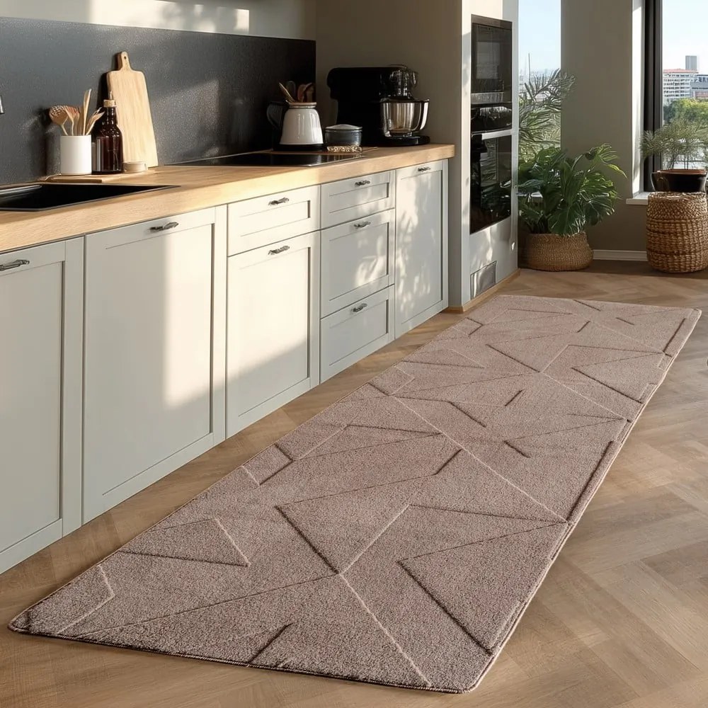 Passatoia marrone chiaro lavabile 80x250 cm Pompei 1613 – Ayyildiz Carpets
