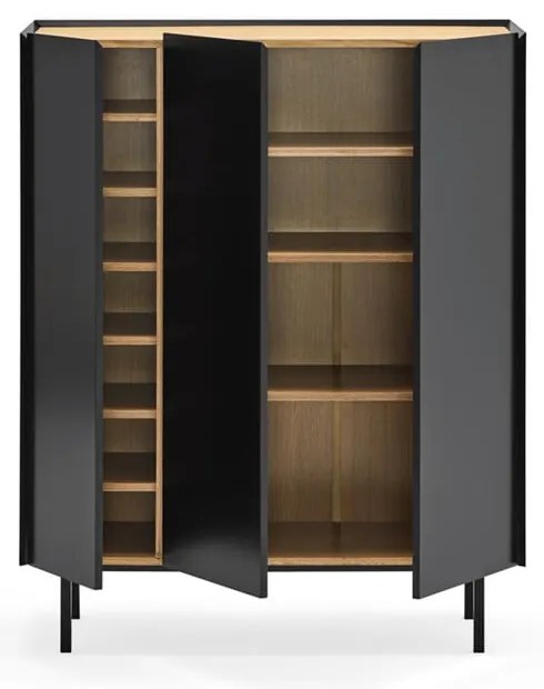 Cassettiera alta nera effetto rovere95x120 cm Arista - Teulat