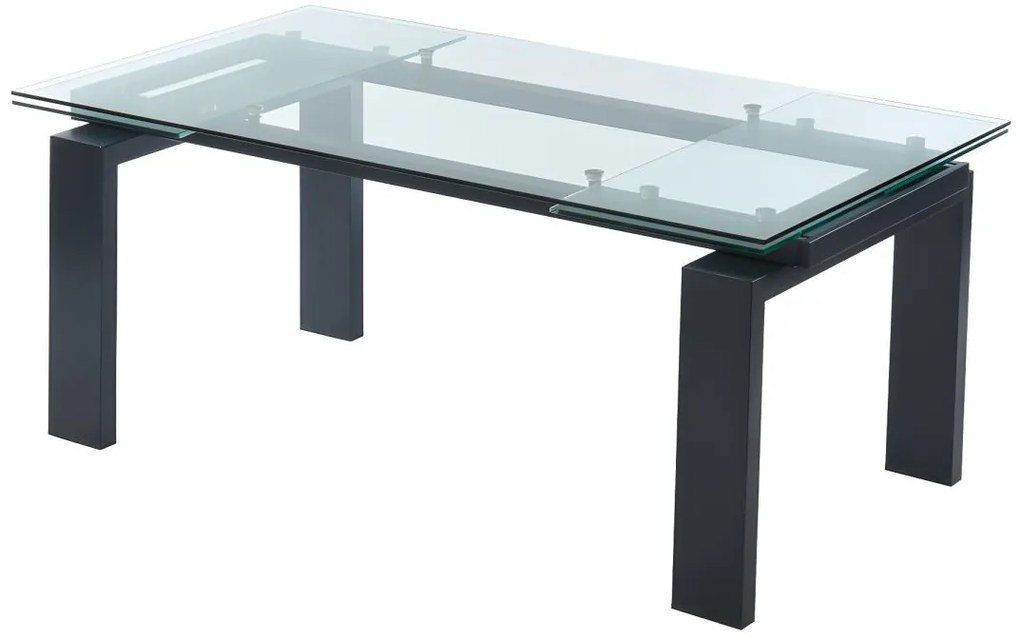 Tavolo da pranzo allungabile da 8 a 10 coperti in Vetro temperato e metallo Nero - LUBANA