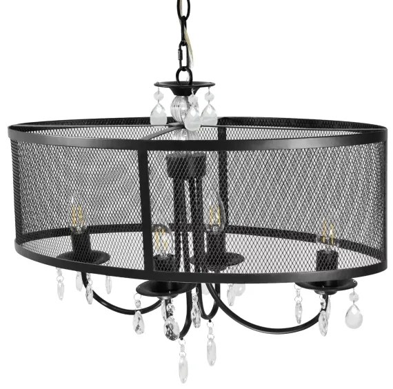 Lampadario a sospensione con catena BRESSO 4xE14/12W/230V nero