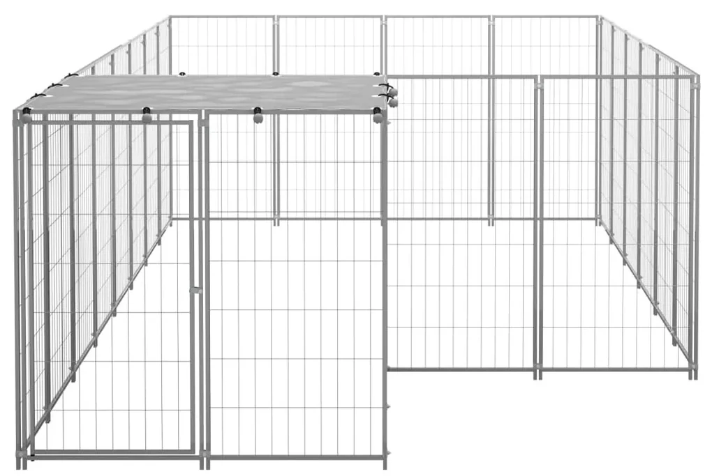 Gabbia per cani argento 8,47 m² in acciaio