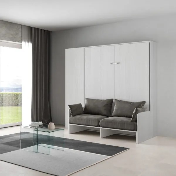 Letto matrimoniale a scomparsa 160 cm con colonna Bianco KENTARO SOFŔ