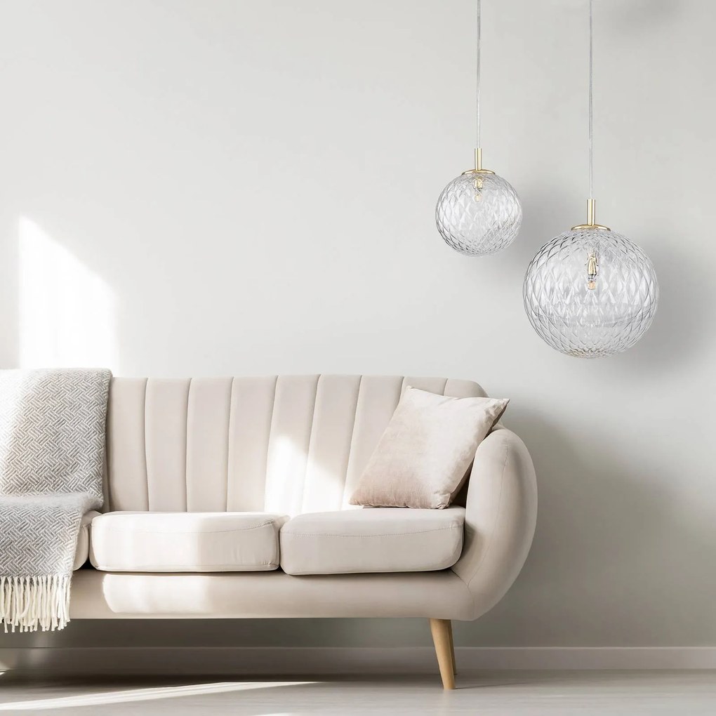 TK Lighting Lampada a sospensione Cadix in vetro, 1 luce, Ø 21 cm
