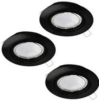 Faretto Ad Incasso Moderno Peneto In Acciaio Nero 3 Luci Gu10 4,6W