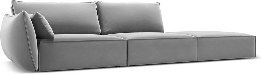 Divano grigio chiaro con penisola a sinistra con rivestimento in velluto 264 cm Vanda – Mazzini Sofas