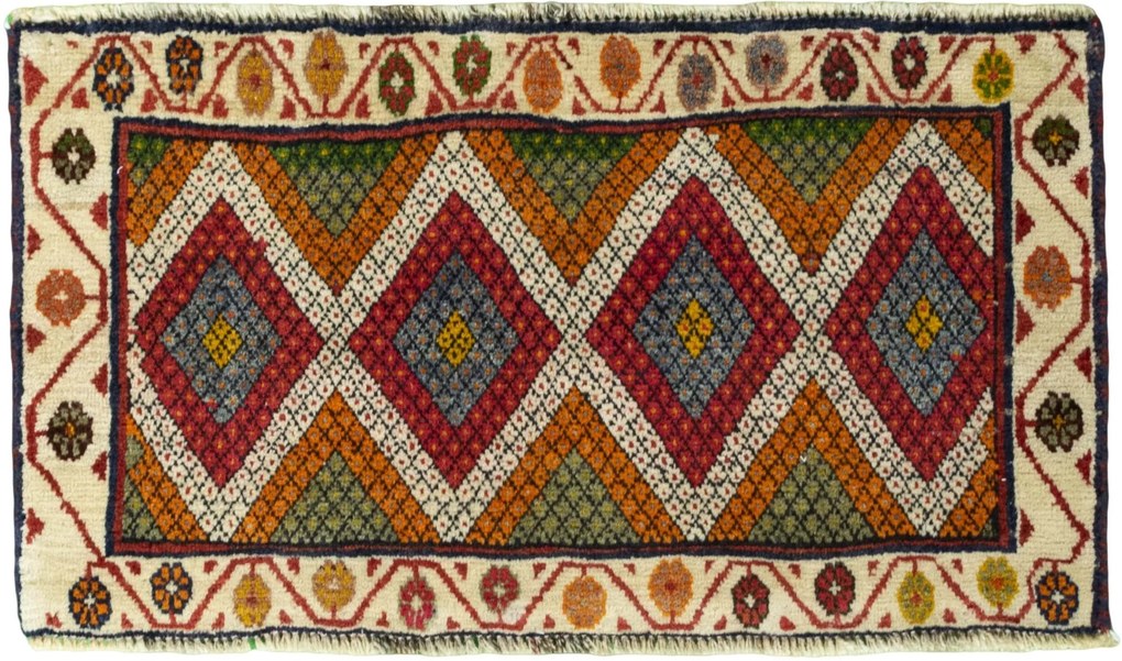 Shiraz Tappeto 80 x 40 Rosso (Iran) Annodato A Mano