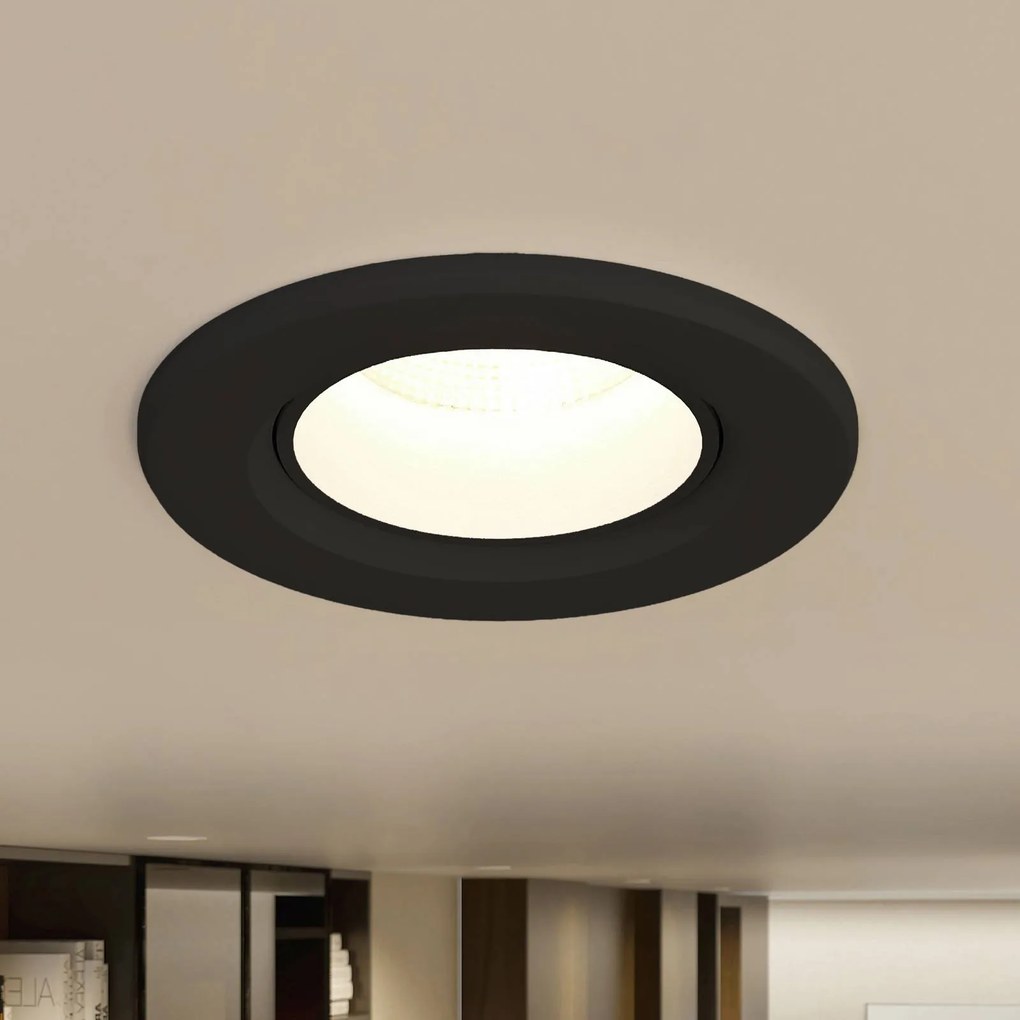 Prios Luce da incasso a LED Shima, nera, 7 W, 3000K, dimmerabile