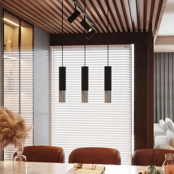 Sollux SL.0941 - Lampadario a sospensione con filo LOOPEZ 2xGU10/10W/230V nero/cromo