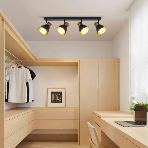 Brilagi - Faretto ODENSE 4xE14/10W/230V legno di caucciù/nero