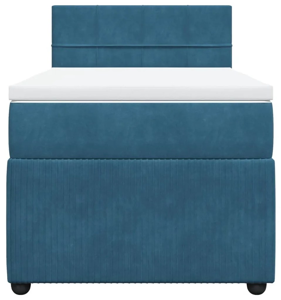 Giroletto a molle con materasso blu 100x200 cm in velluto