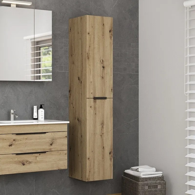 Colonna bagno 166 cm a due ante in rovere naturale | LAC-EFESTO-80 - KAMALU