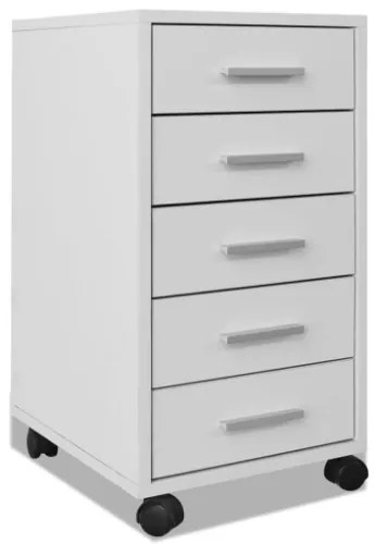 Cassettiera da Ufficio con Rotelle 5 Cassetti Bianca