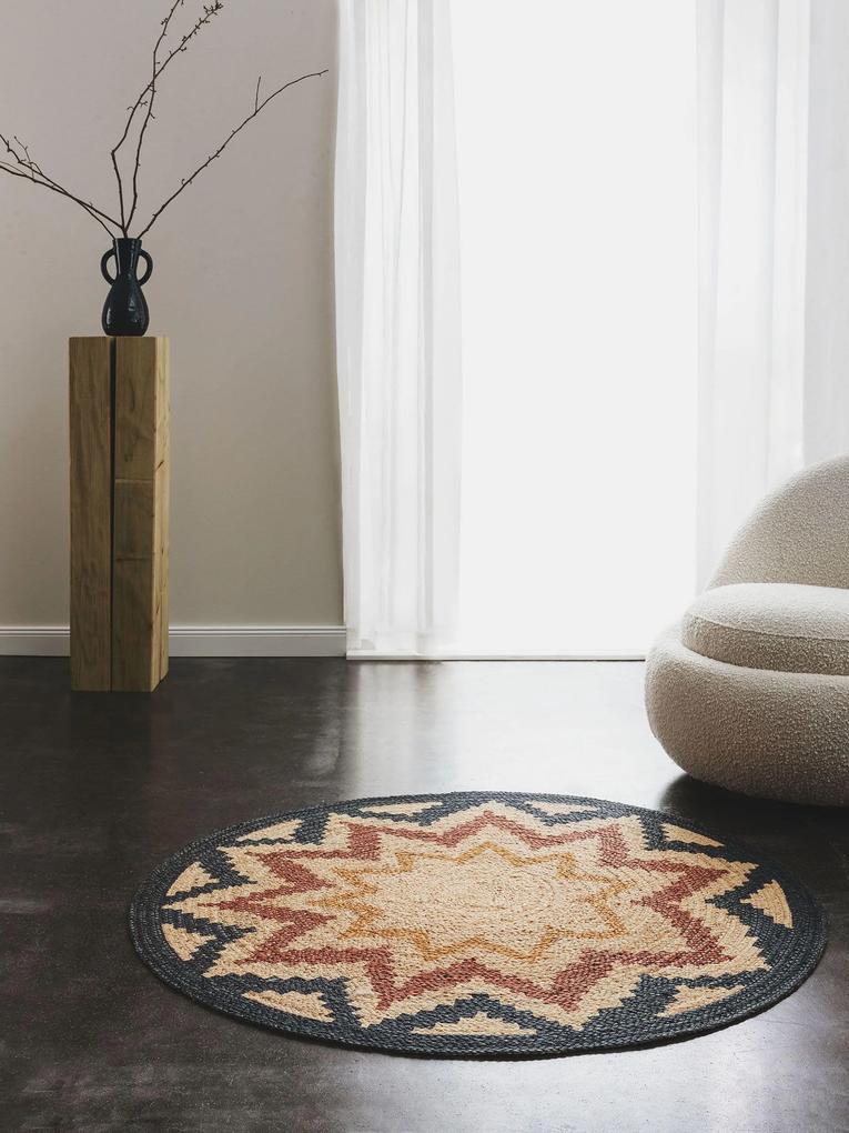 benuta Pure Tappeto di iuta Sahara Multicolor 115 cm rotondo - Tappeto design moderno soggiorno