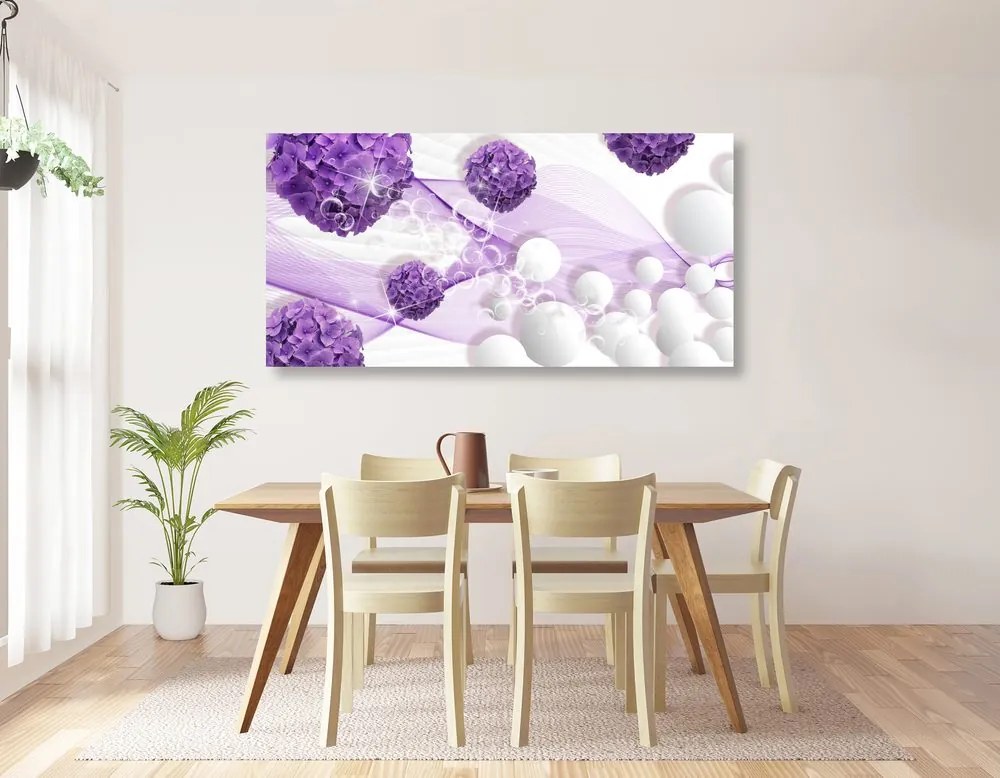 Stampa su tela – Fiori con elementi astratti