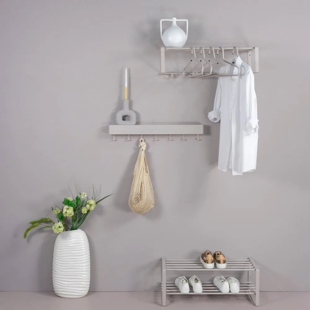 Attaccapanni da parete grigio tortora in metallo con scaffale 70 cm Rex – Spinder Design