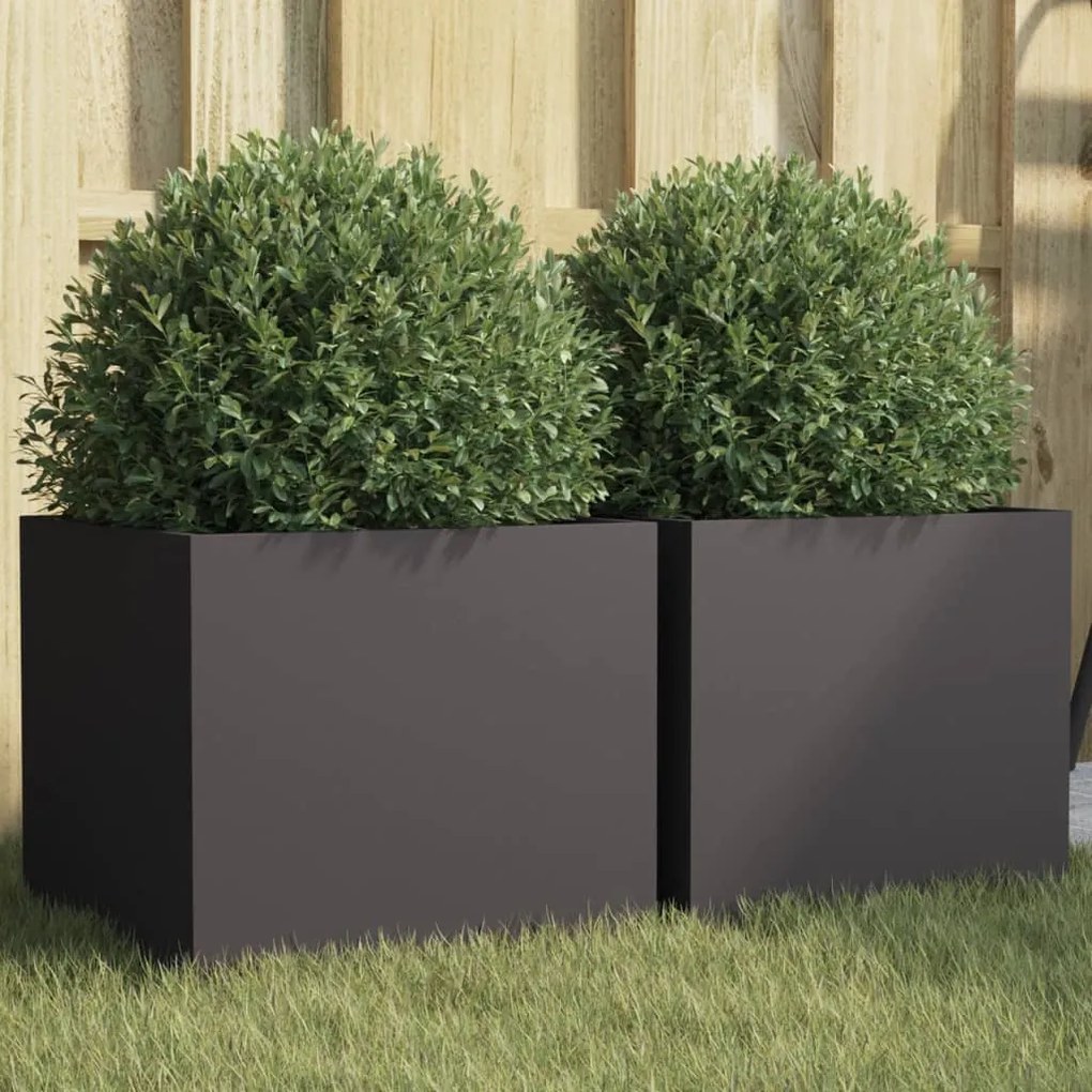 Fioriere 2 Pz Nere 32x30x29 Cm İn Acciaio /