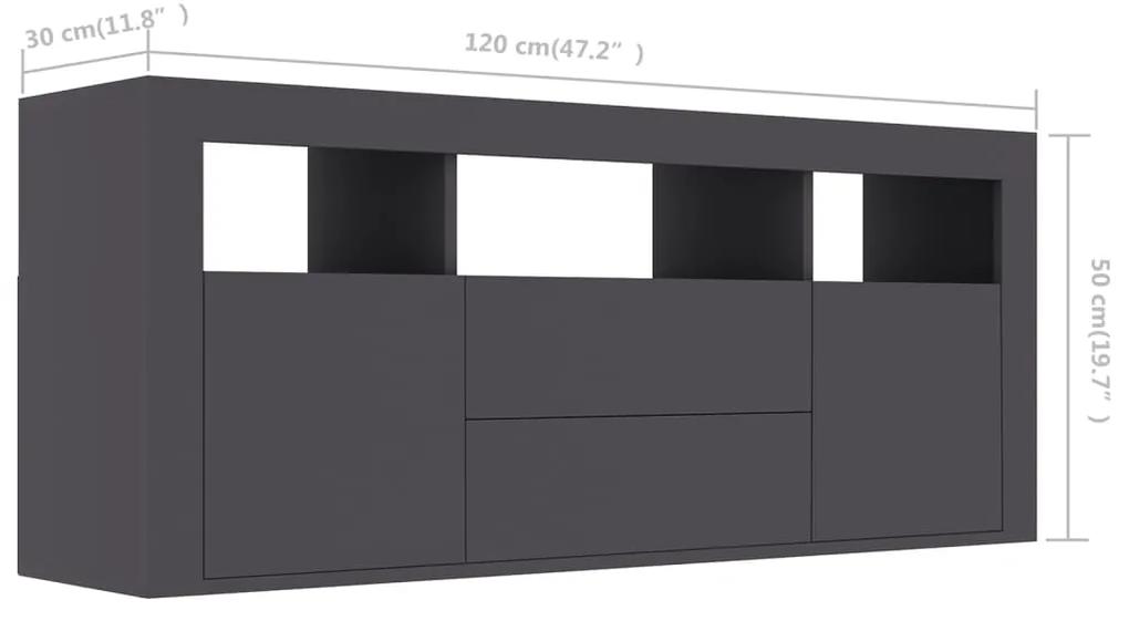Mobile Porta TV Grigio 120x30x50 cm in Legno Multistrato