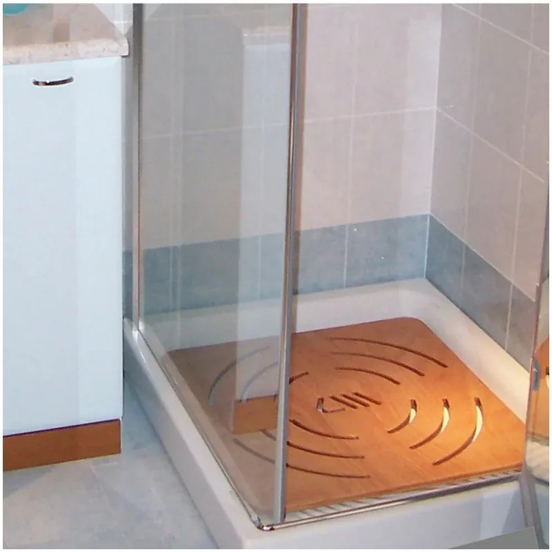 Pedana antiscivolo quadrata 50x50 in Legno Okumè ideale per piatto 70x70