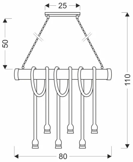 Lampadario con catena VINT 6xE27/40W/230V in bambù