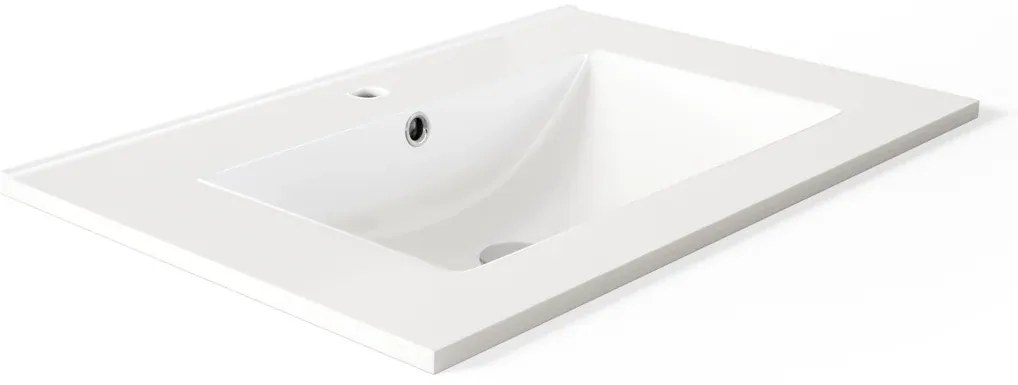 Lavabo integrale a incasso rettangolare vasca centrale Flat L 71 x H 18 x P 46 cm in ceramica bianco