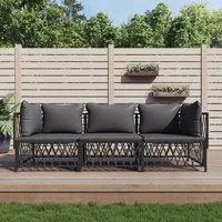 Set Salotto da Giardino 3 pz con Cuscini in Acciaio Antracite 3186817