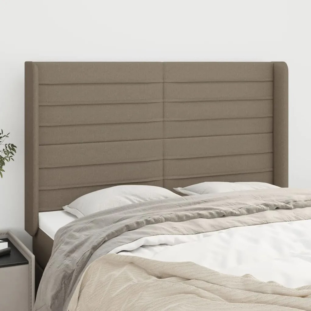 Testiera Ad Orecchio Tortora 147x16x118/128 Cm İn Tessuto /