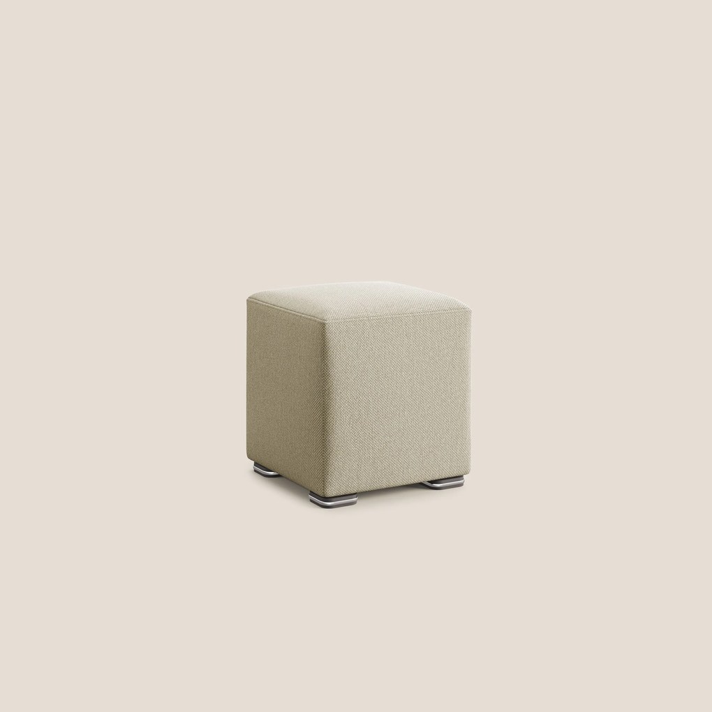 Cube pouf in tessuto morbido smacchiabile T05 cammello