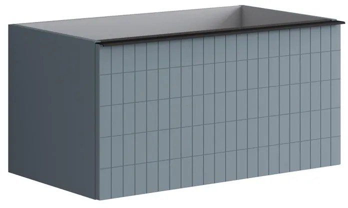 Mobile sottolavabo e lavabo Pixel per vasca a sinistra laccato indaco e grigio carbone L 100.5 cm 2 cassetti