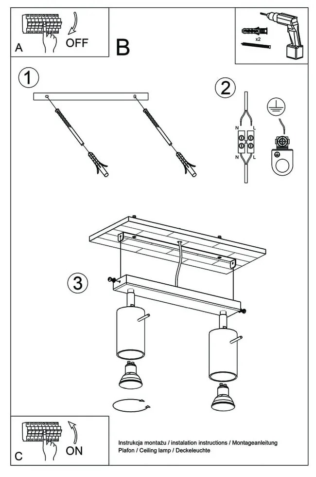 Plafoniera in legno Ludwik - Sollux