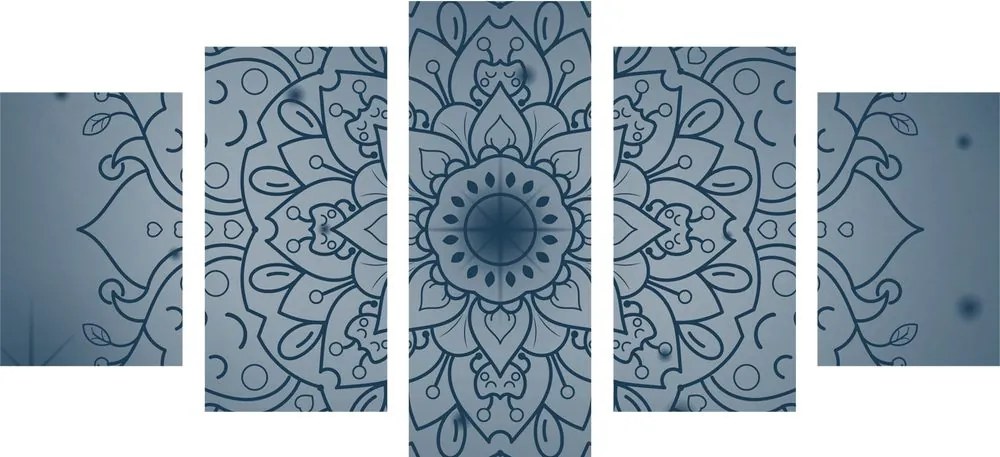 Quadri 5 pezzi – Fiore di Mandala blu scuro