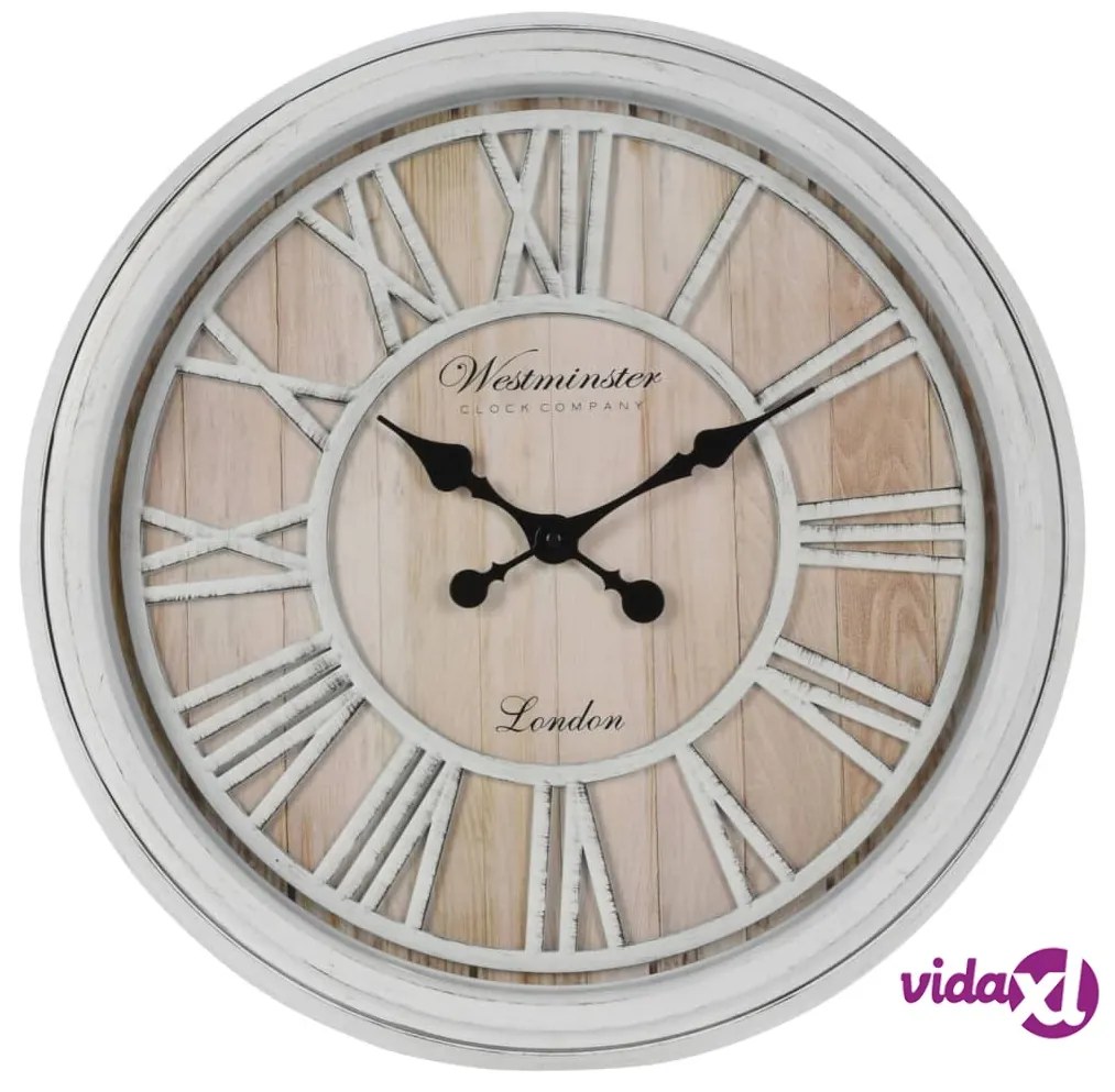H&S Collection Orologio Parete Numeri Romani London Bianco e Naturale