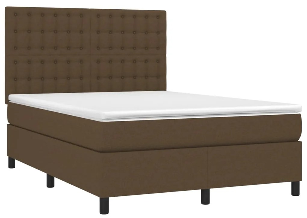 Giroletto a molle con materasso marrone scuro 140x200cm tessuto