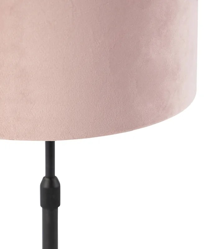 Lampada da tavolo nera con paralume in velluto rosa con oro 25 cm - Parte