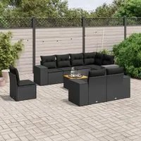 Set Divani da Giardino 9 pz con Cuscini Nero in Polyrattan 3257868