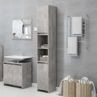 Armadio da Bagno Grigio Cemento 30x30x183,5 cm in Truciolato