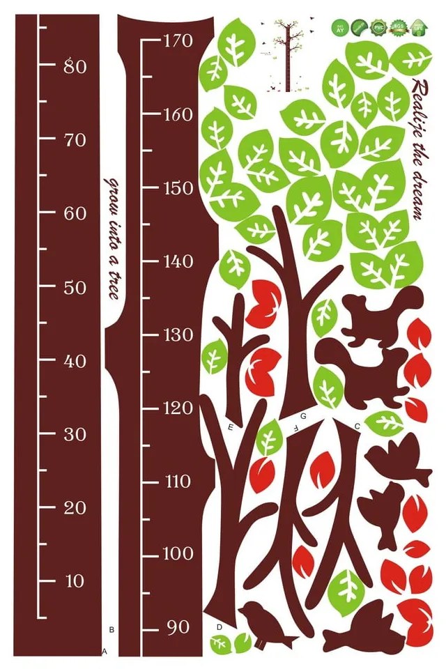 Adesivo per bambini - metro per porta o parete 60x190 cm Dreaming Tree - Ambiance