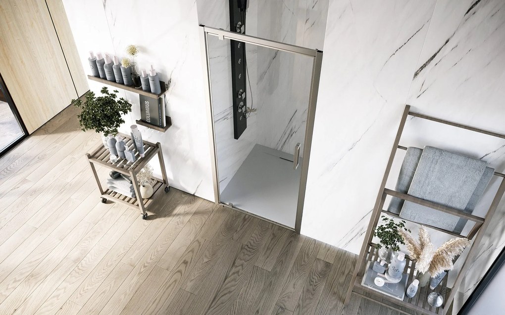 Box doccia 80 cm nicchia anta battente reversibile  vetro temperato trasparente H 195 profilo cromo Marsiglia