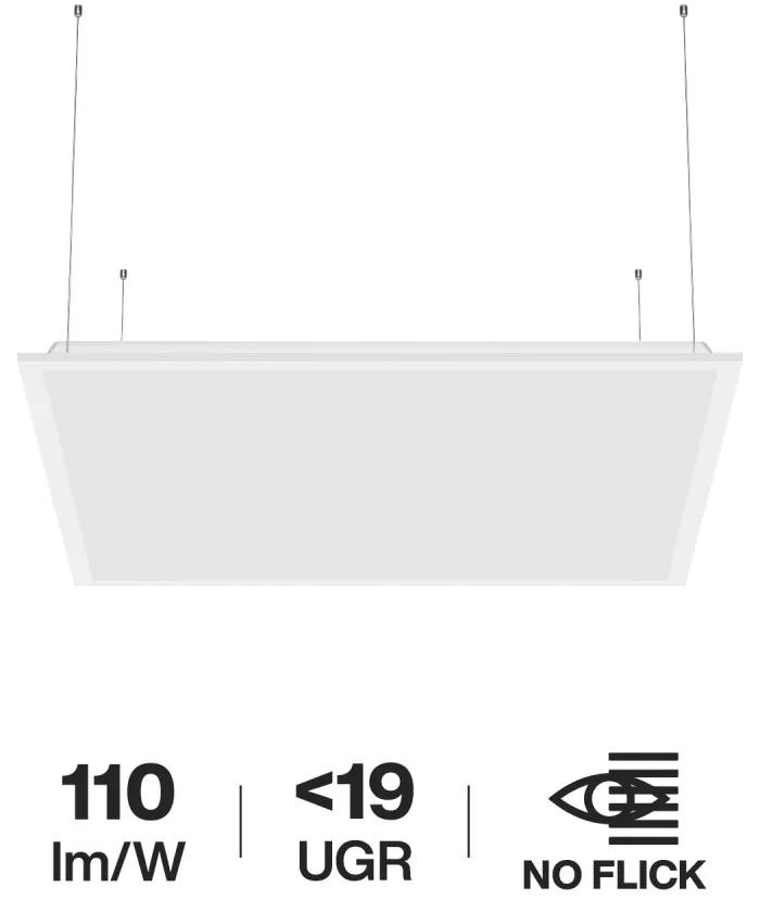 Pannello LED a Sospensione 60x60 40W, IP40, 110lm/W, No Flickering, UGR19 Colore  Bianco Naturale 4.000K