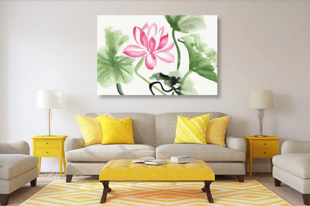 Quadro su tela – Fiore di loto acquerellato