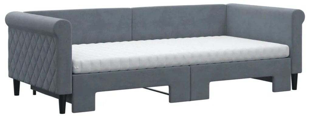 Divano letto estraibile materassi grigio scuro 90x200cm velluto