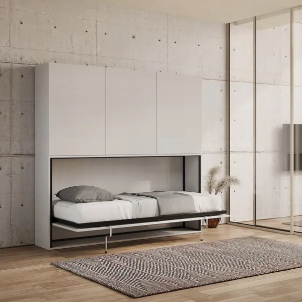 Letto NABOR singolo a scomparsa Bianco Frassino Composizione D