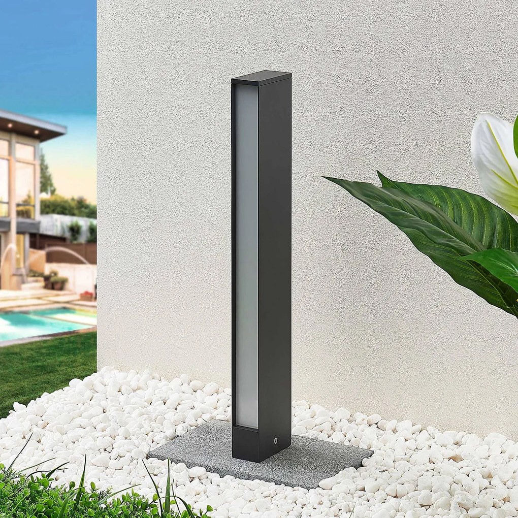 Lampioncino da giardino Lirka Lucande, Alluminio / Grigio / Zincato, Alluminio, Moderno, Lampada LED da esterni
