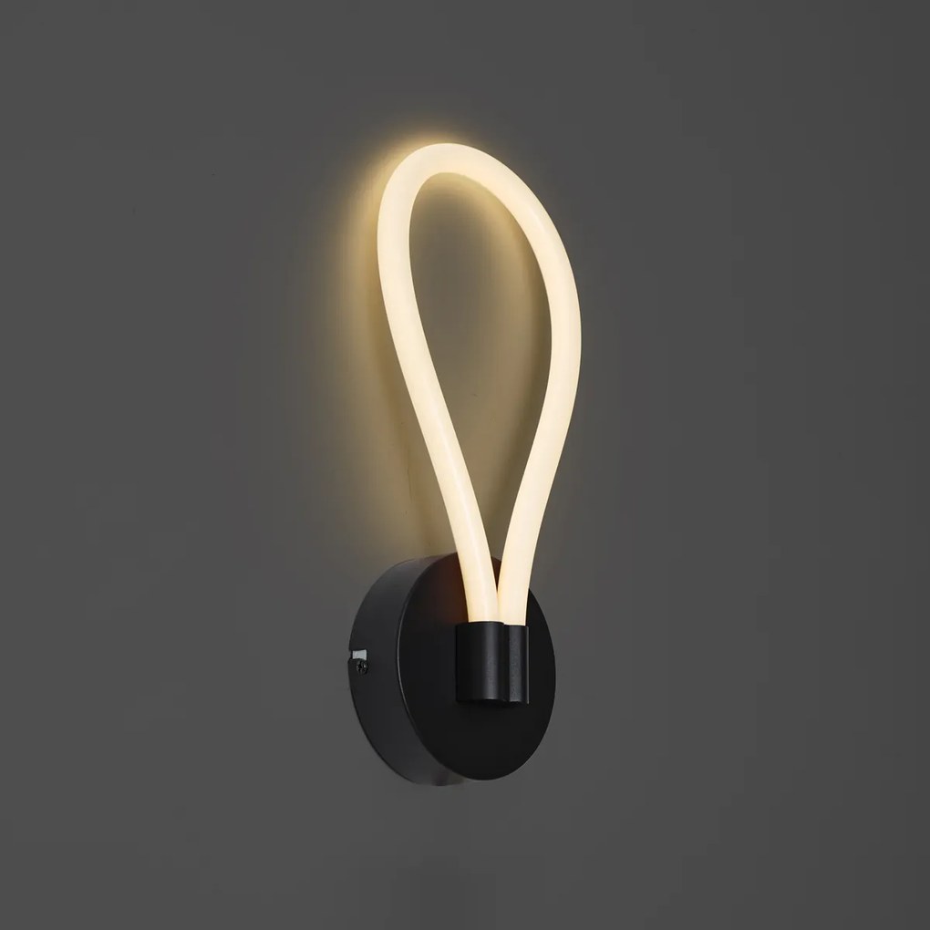 Lampada da parete moderna nera con LED dimmerabile a 3 livelli - Keri