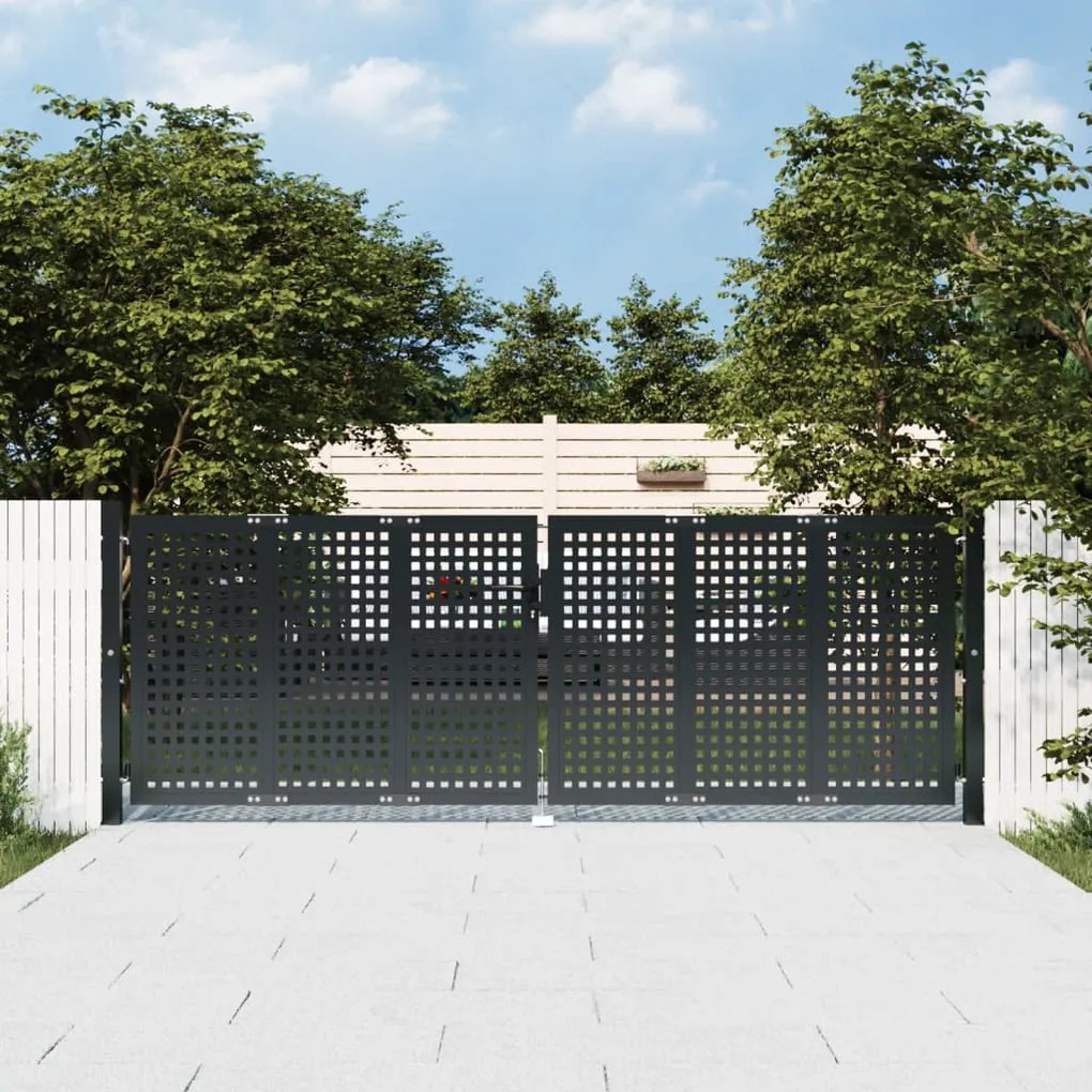 Cancello Giardino Antracite 300x125 Cm İn Acciaio /
