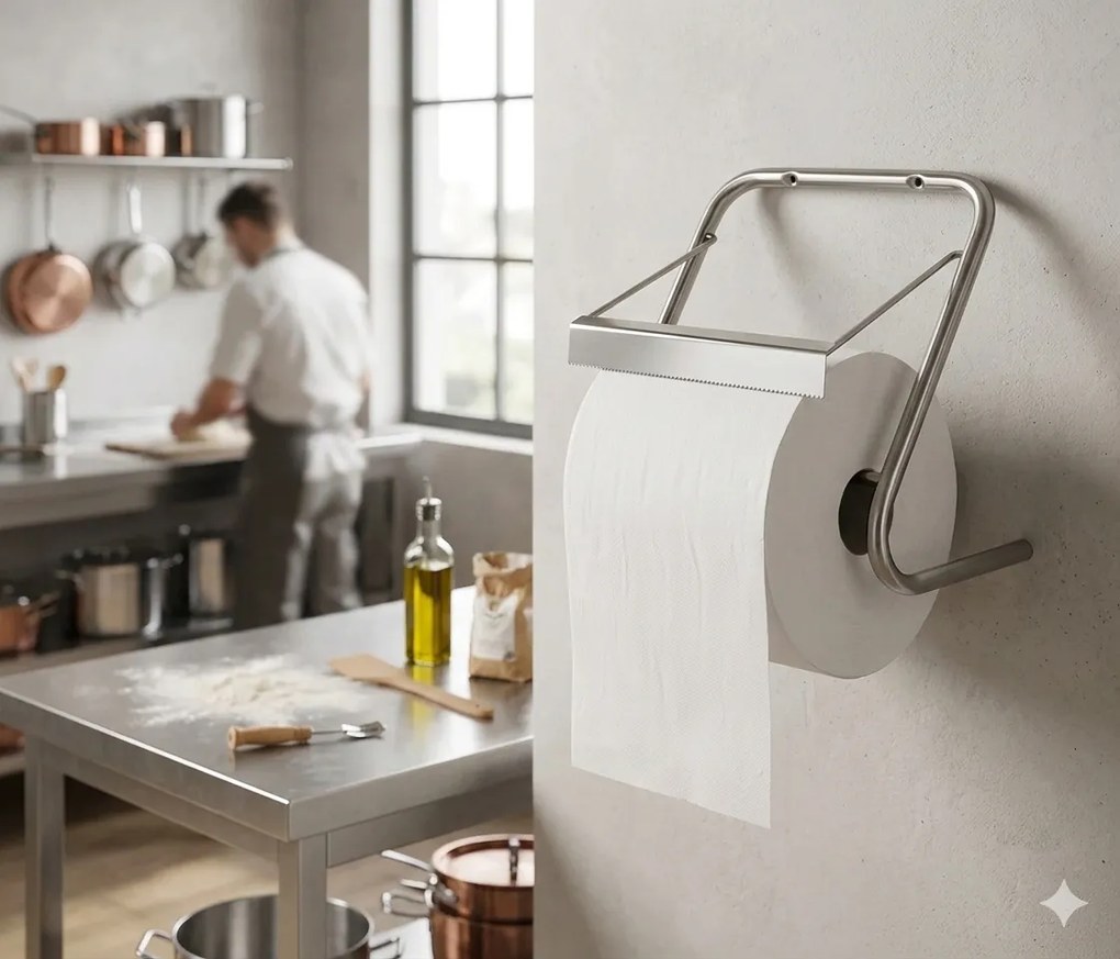 Porta Rotolo da Parete per Carta Asciugamani Multiuso 30 cm Agrati 8050X in Acciaio Inox AISI304...