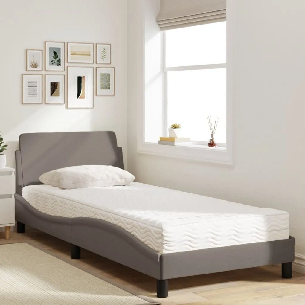 Letto con materasso tortora 90x190 cm in tessuto