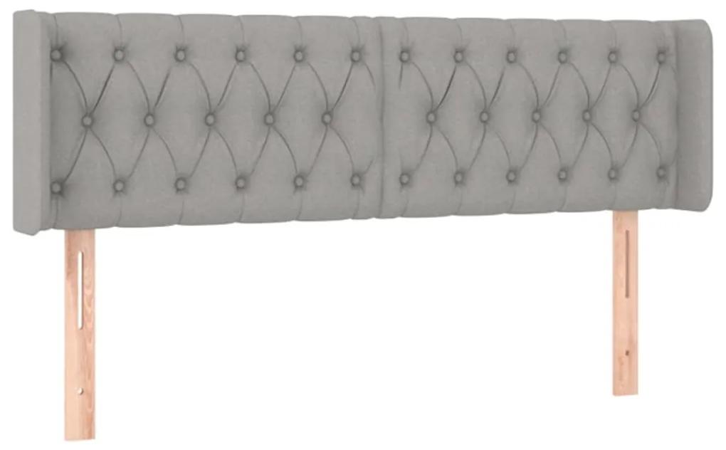 Testiera grigio chiaro a led 147x16x78/88 cm in tessuto