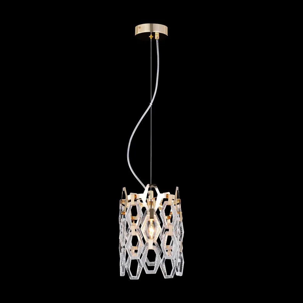 Lampadario Contemporaneo Tissage Metallo Oro 1 Luce