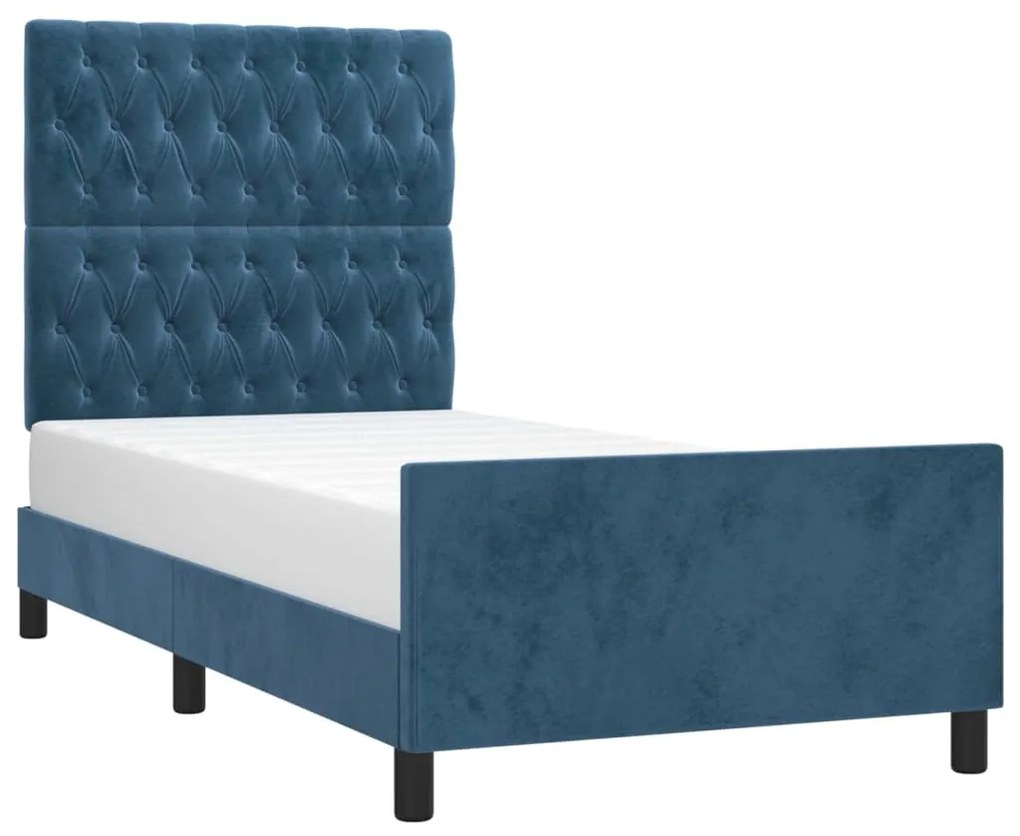 Giroletto con testiera blu scuro 100x200 cm in velluto